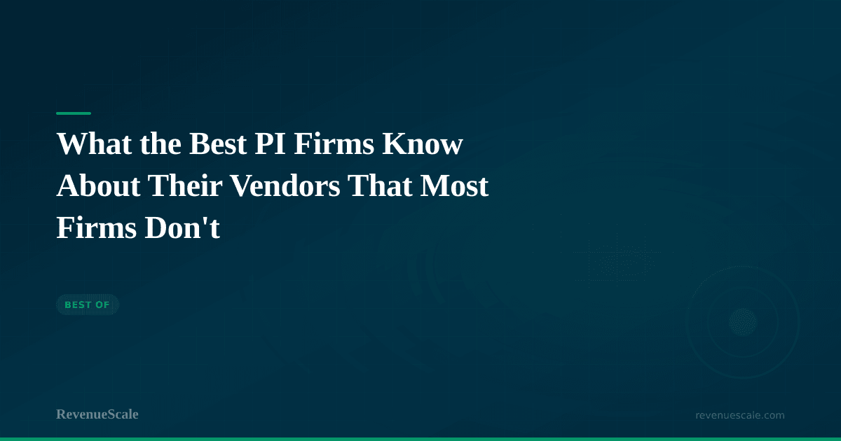 What the Best PI Firms Know About Their Vendors That Most Firms Don't