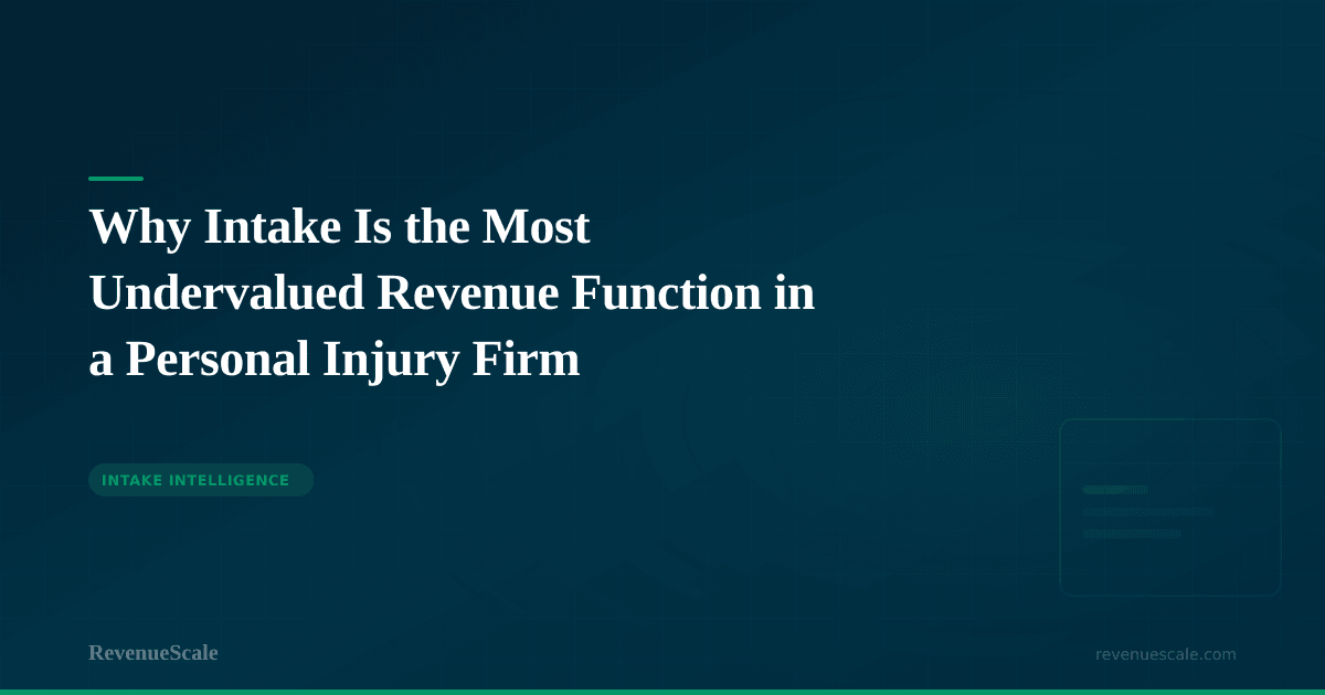 Why Intake Is the Most Undervalued Revenue Function in a Personal Injury Firm