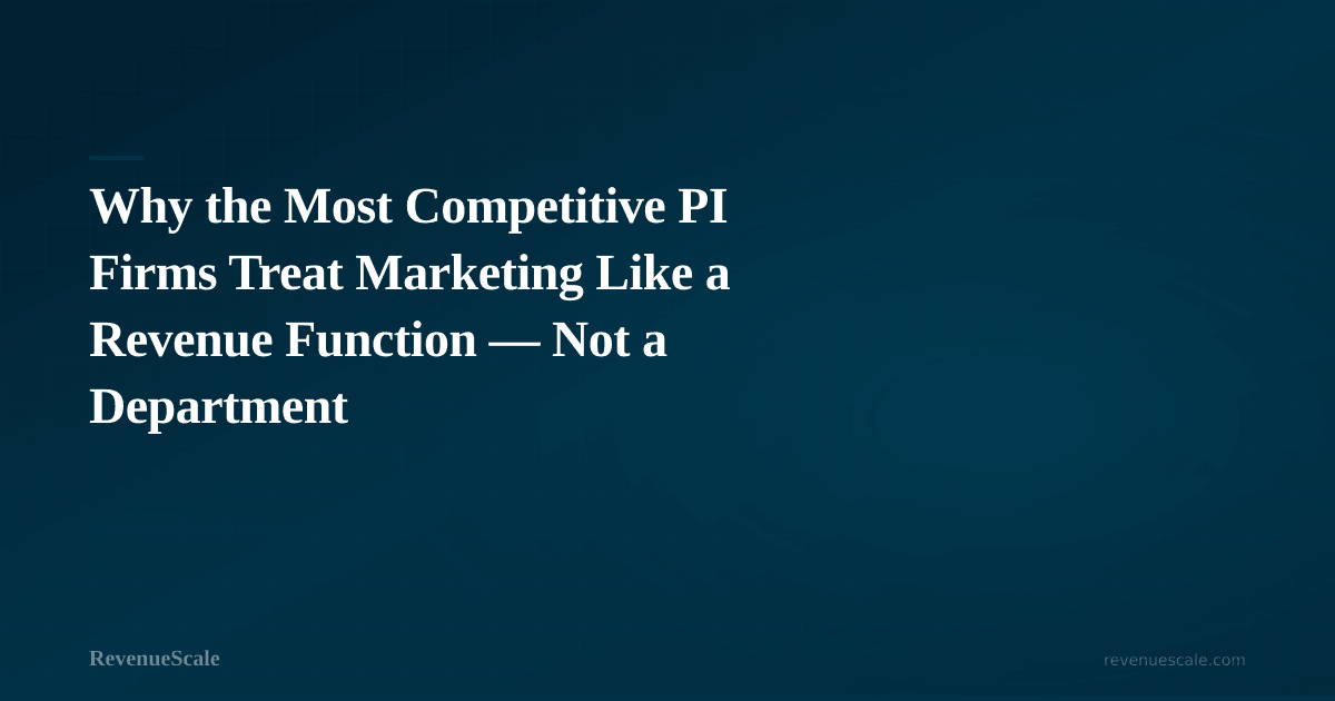 Why the Most Competitive PI Firms Treat Marketing Like a Revenue Function — Not a Department